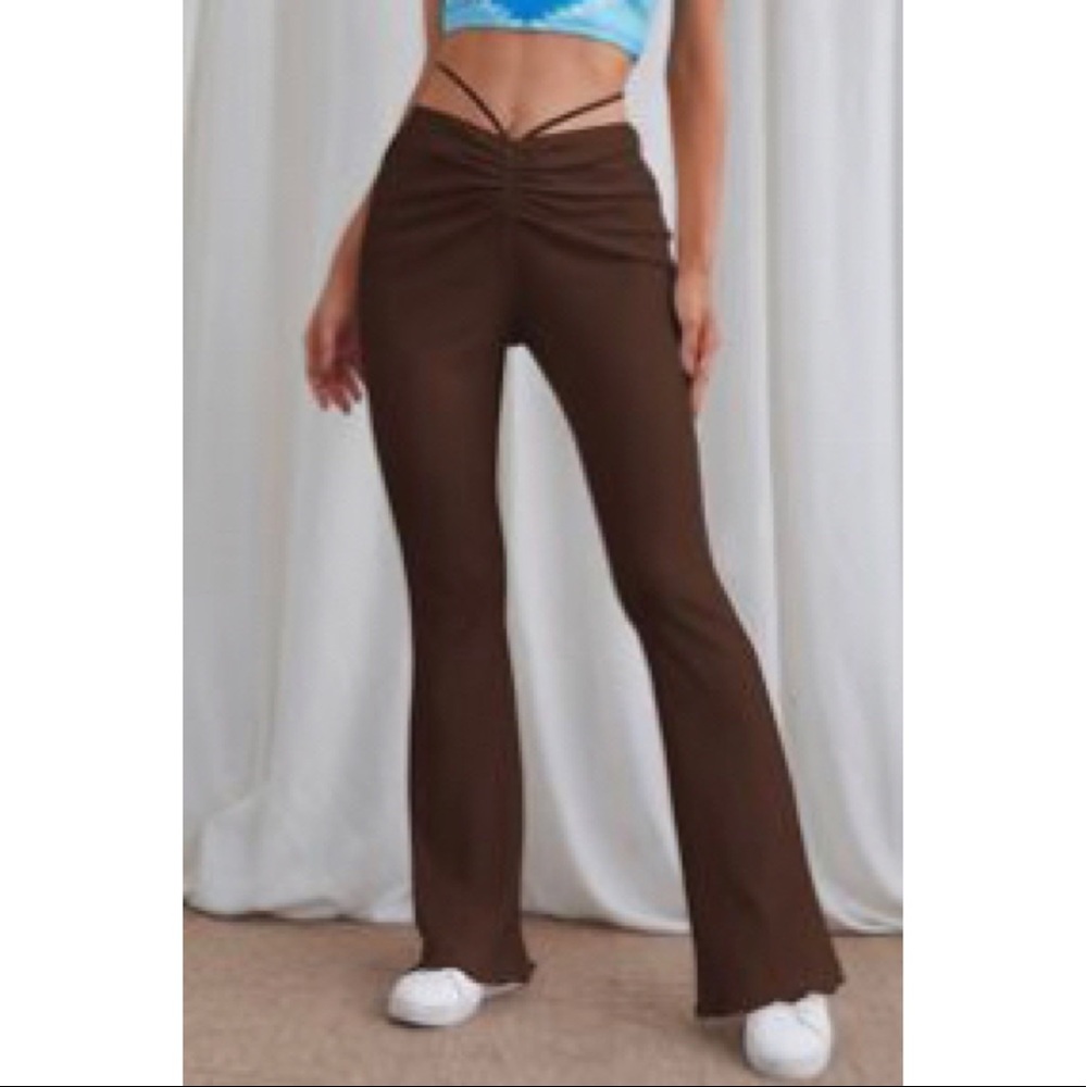 SHEIN Lace Up Back Flare Leg Pants.  Size: 2